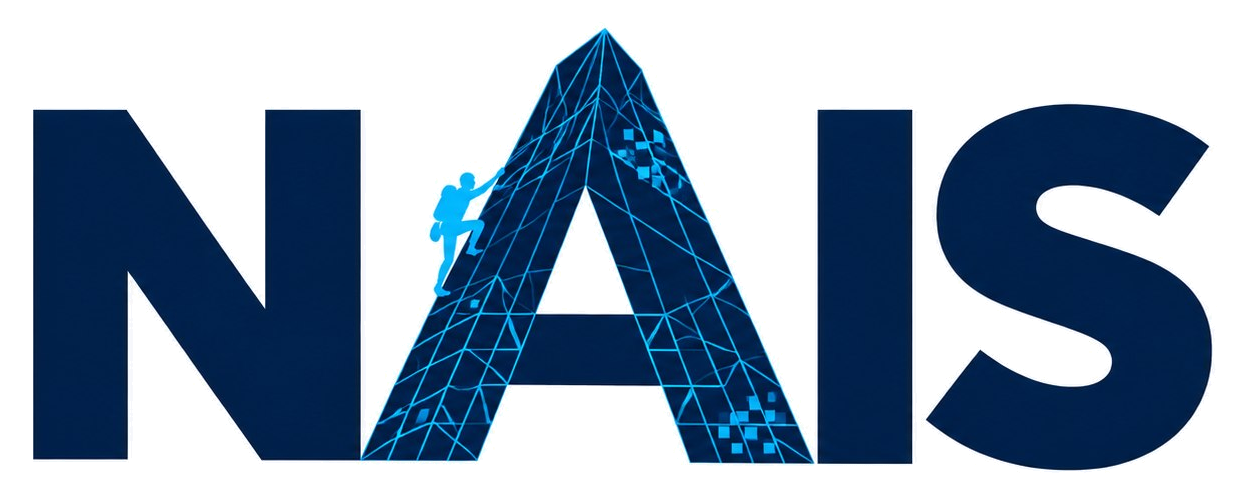 NAIS wordmark with mountain-shaped A and climber