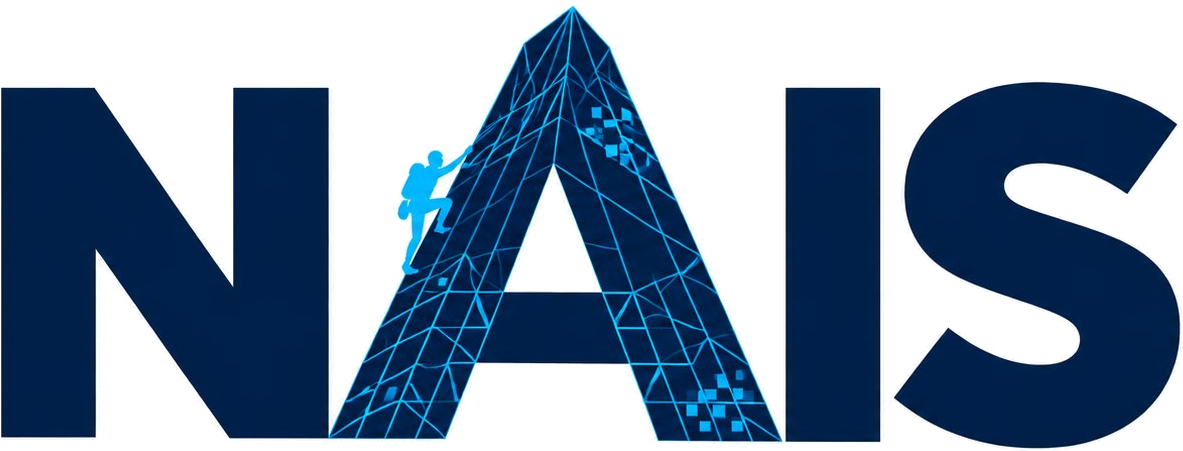 NAIS wordmark with mountain-shaped A and climber