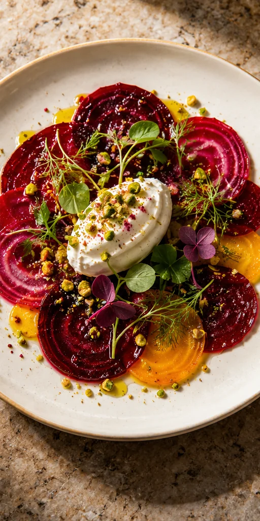 Concept photograph of beetroot and herb plate