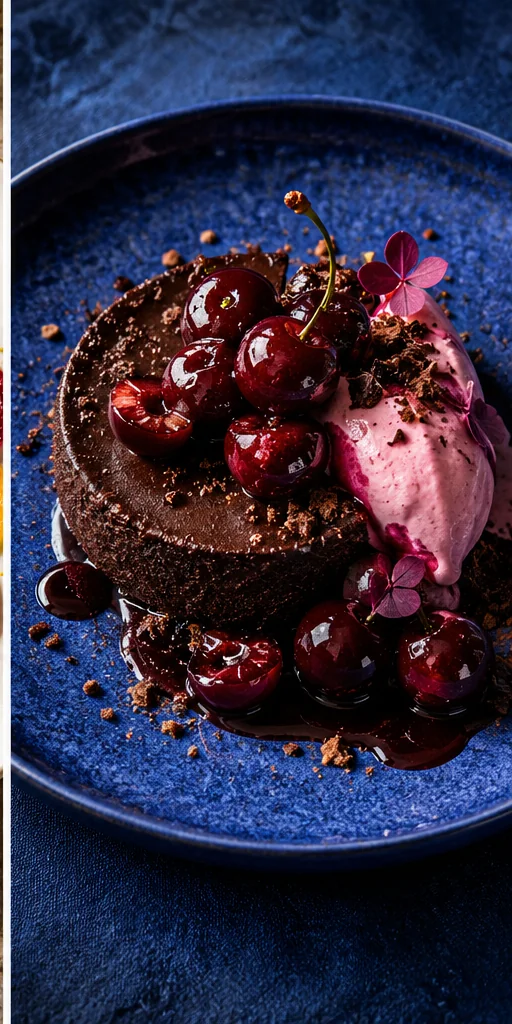 Concept photograph of chocolate and cherry dessert